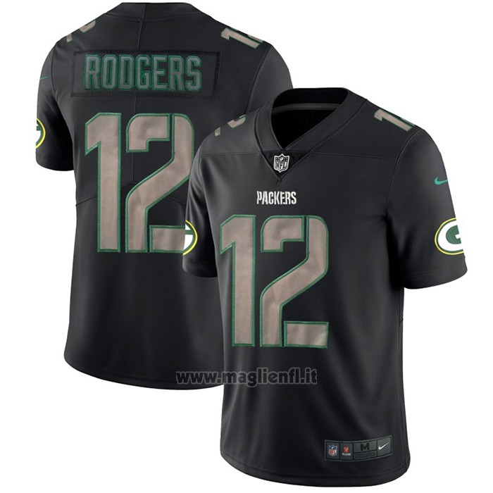 Maglia NFL Limited Green Bay Packers Rodgers Black Impact